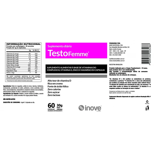 TESTOFEMME 60CAPS INOVE